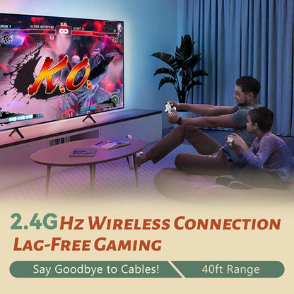 2025 Retro Gaming Console Pro 4K HDMI with 40,000+ Built-In Classic Video Games - Plug & Play Game Stick for TV with 2 Wireless Controllers | 23 Emulator Support 64GB