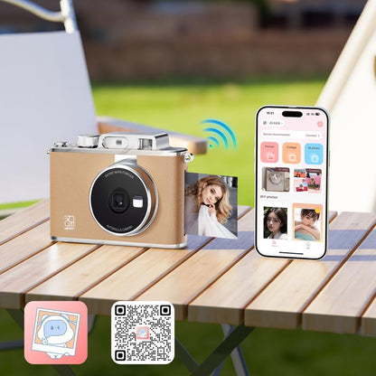 HPRT Z2 Instant Camera Step Instant Smartphone Photo Printer - Zink 2X3”, Support AR Video Printing, Bluetooth Compatible with Ios & Android -Khaki, Vintage Photography Style