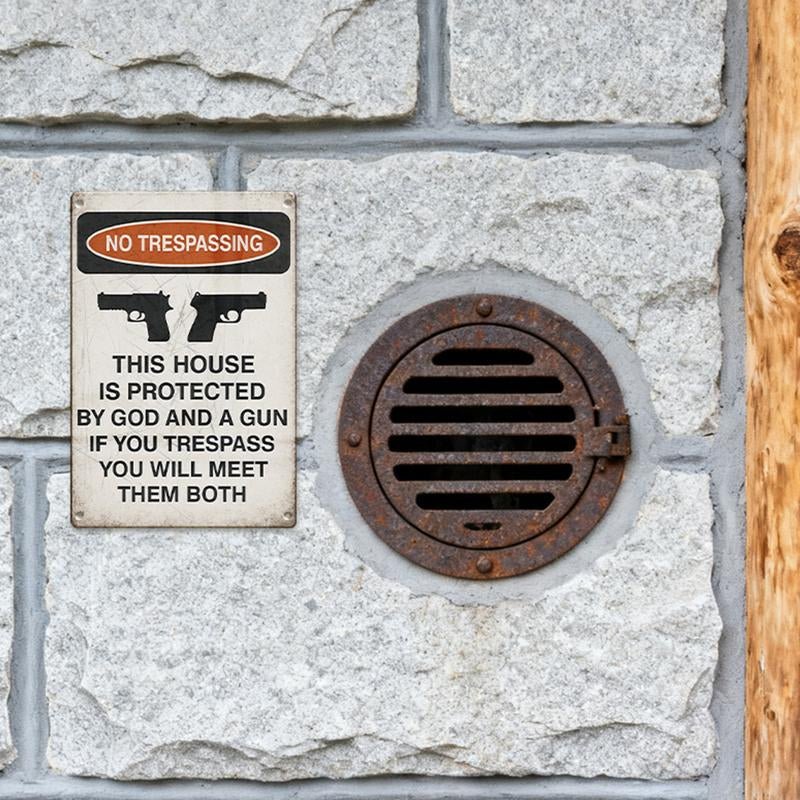 No Trespassing This House Is Protected Sign, 1/20Pcs Rust Free Weatherproof Wall Sign, Wall Art for Home Garden Yard Farm House, Decoration Items