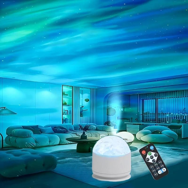 7 Color Change along with the Rhythm of the Music，2 Scene - Ocean Wave & 3D Water Ripple Projector Light，Star Projector Night Light for Bedroom, Party, Home Décor