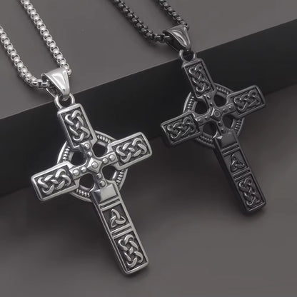Collier Homme Medieval Stainless Steel Man Necklace Male Celtic Knot Cross Necklace for Men Viking Accessories Collar Hombre