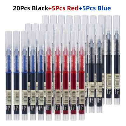 30-Pack 0.5Mm Direct Liquid Quick-Dry Ballpoint Pens, Black/Blue/Red Gel Ink Pens for Students, School, Office Writing & Homework