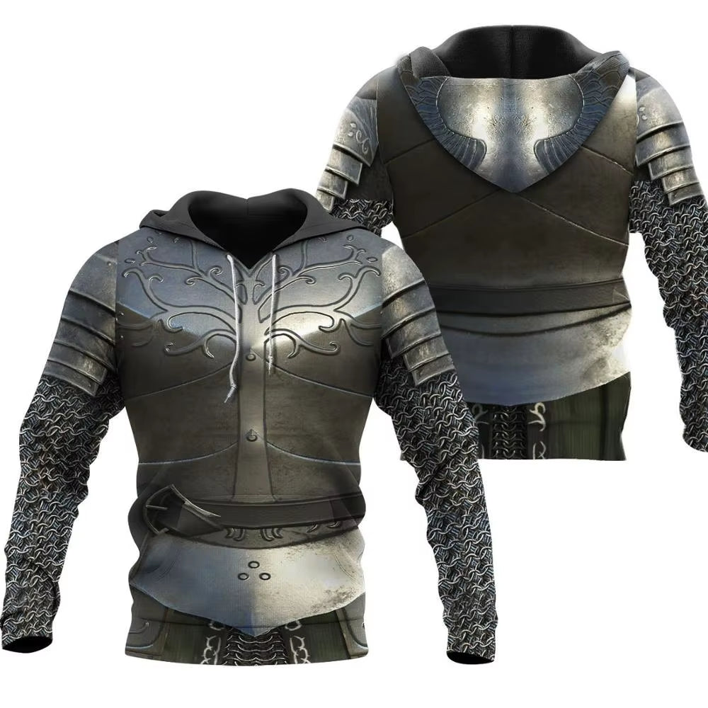 Knight Medieval Armor 3D Printed Hoodie Knights Templar Harajuku Fashion Hooded Sweatshirt Unisex Casual Jacket Cosplay Hoodies